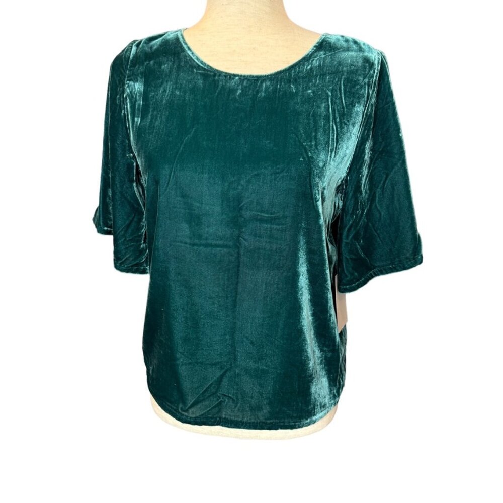 CHELSEA 28 green velour feel pullover top SIze XS NWT